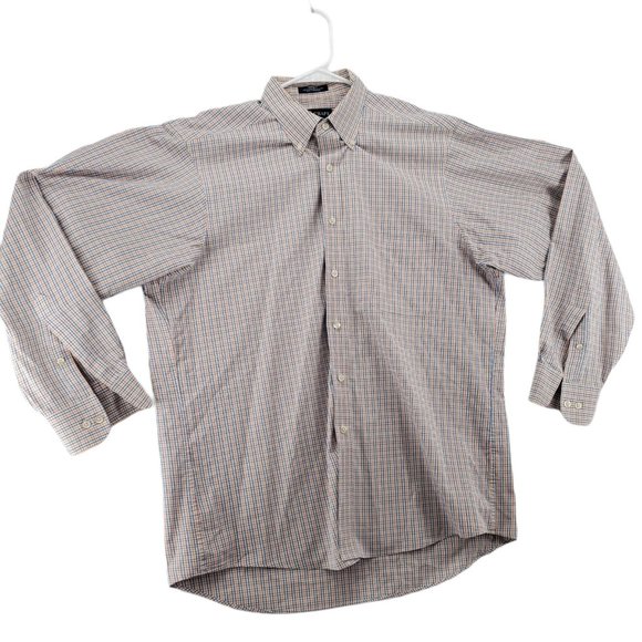 Chaps Shirt Men's Long Sleeve Classic Fit Plaid Casual Button Up White 16.5 - Picture 1 of 11